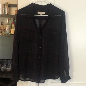 LOFt blouse - size medium, light plaid pattern